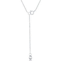 Sterling Silver Open Cricle with Vertical Hanging Bar Lariat Necklace ,