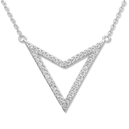 Sterling Silver Open CZ Arrow Necklace ,