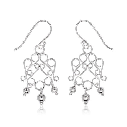 Sterling Silver Open Fancy Designed Earrings ,