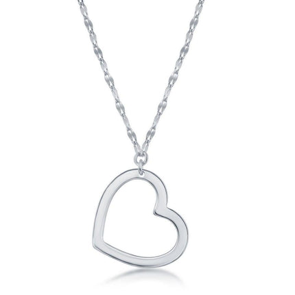 Sterling Silver Open Heart Design Necklace ,