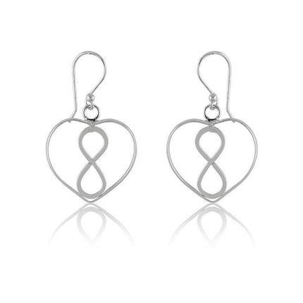 Sterling Silver Open Heart with Infinity Design Earrings ,