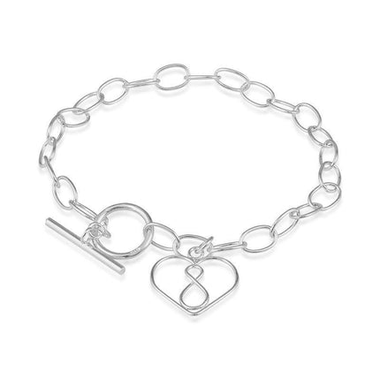 Sterling Silver Open Heart with Infinity Symbol Bracelet, 7.5" ,