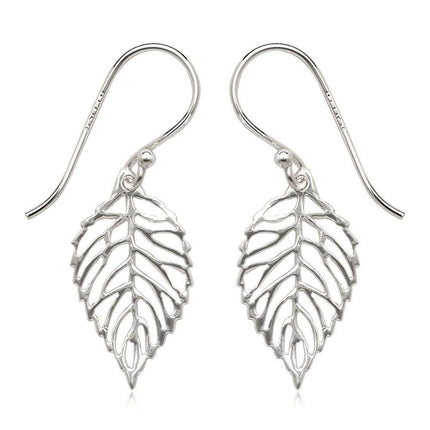 Sterling Silver Open Leaf Earrings ,
