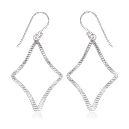 Sterling Silver Open Lined Diamond Shaped Earrings ,