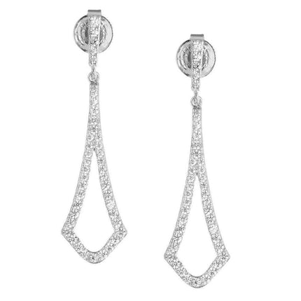 Sterling Silver Open Micro Pave Earrings ,