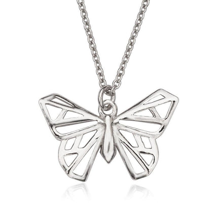 Sterling Silver Open Origami Butterfly Necklace ,