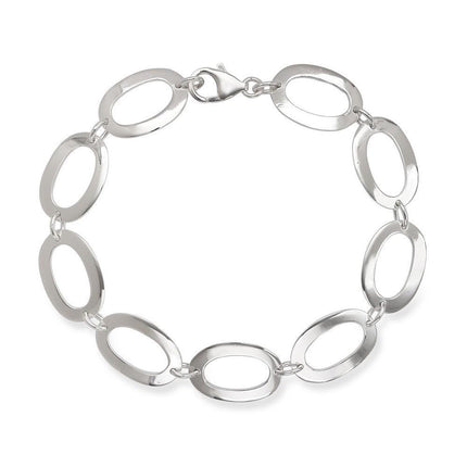Sterling Silver Open Oval Bracelet, 8" ,