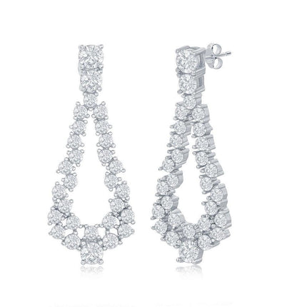 Sterling Silver Open Pear Shaped CZ Earrings ,