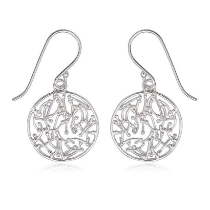 Sterling Silver Open Round Branch Style Earrings ,