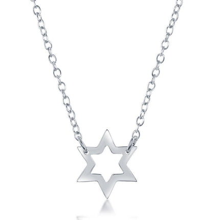 Sterling Silver Open Star Design Necklace ,