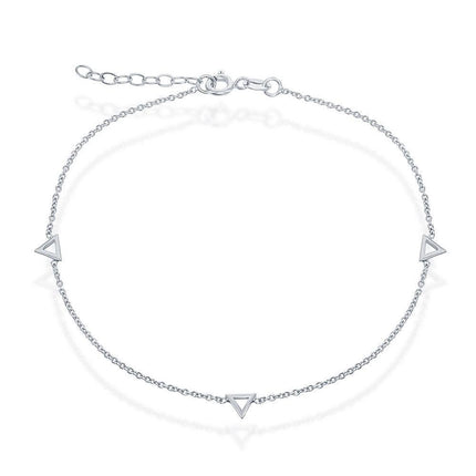 Sterling Silver Open Triangle Anklet ,