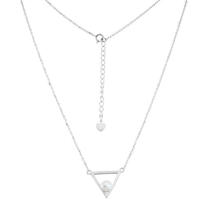 Sterling Silver Open Triangle with FWP Necklace ,