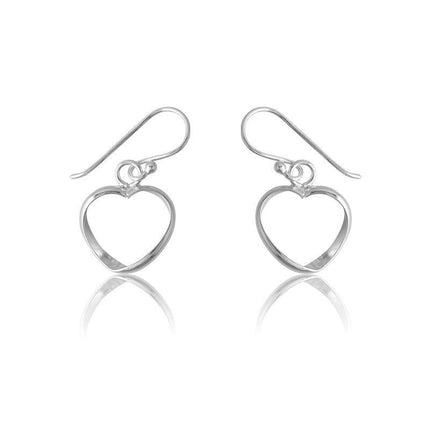 Sterling Silver Open Twisted Heart Earrings ,