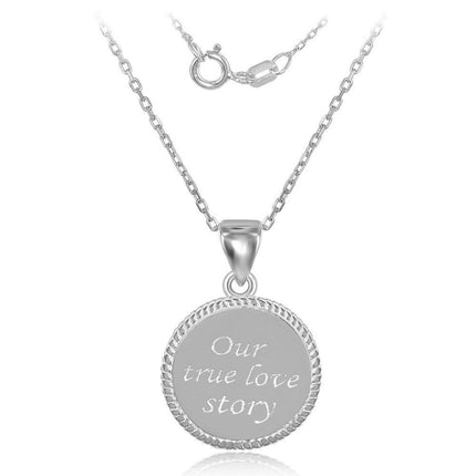 Sterling Silver "Our True Love Story" Pendant Chain ,