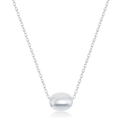 Sterling Silver Oval Bead Necklace ,