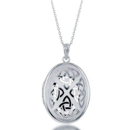 Sterling Silver Oval Celtic Designed Locket ,