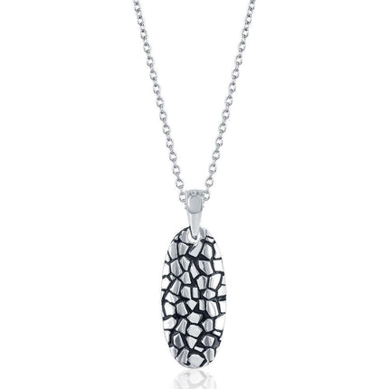 Sterling Silver Oval Cobblestone Design Pendant ,