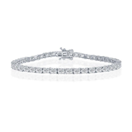 Sterling Silver Oval CZ Tennis Bracelet ,