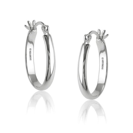 Sterling Silver Oval Hoop Earrings ,