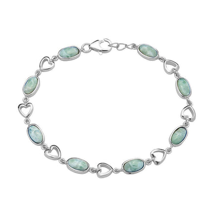 Sterling Silver Oval Larimar Bracelet ,