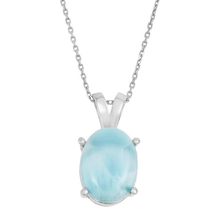 Sterling Silver Oval Larimar Pendant ,