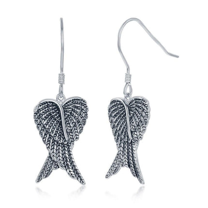 Sterling Silver Pair of Angel Wings Earrings ,