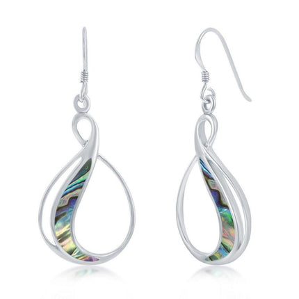 Sterling Silver Pear Shaped Abalone Earrings ,