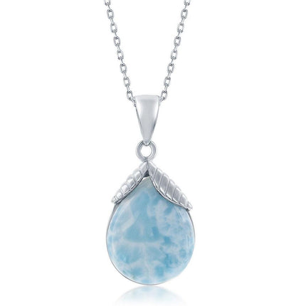Sterling Silver Pear-Shaped Larimar Pendant ,