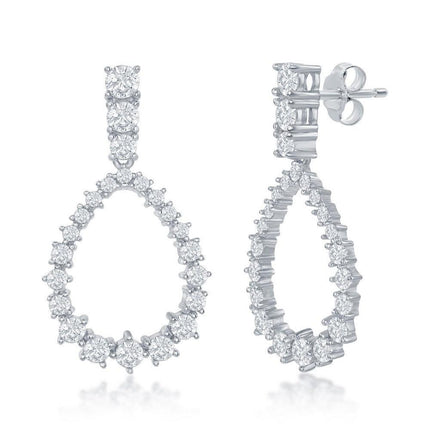 Sterling Silver Pearshaped CZ Earrings ,