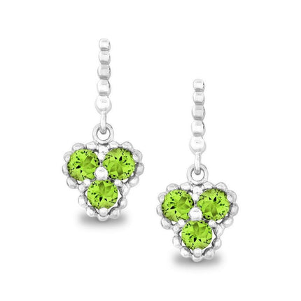 Sterling Silver Peridot Triple Circle Earrings ,
