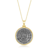 Sterling Silver Phaistos-Replica Coin Pendant With Chain - Gold Plated ,