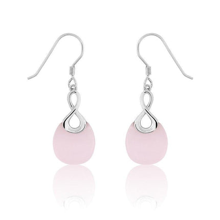 Sterling Silver Pink Infinity Cats Eye Earrings ,