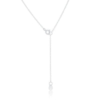 Sterling Silver Pink MOP with CZ Bar Necklace ,