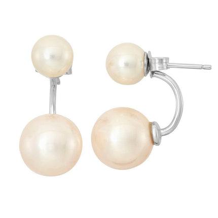 Sterling Silver Pink Pearl Ear Cuff Stud Earrings ,