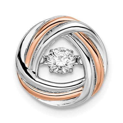 Sterling Silver Plat-plate Rose-tone Vibrant Swar Zirconia Chain Slide ,