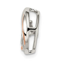 Sterling Silver Plat-plate Rose-tone Vibrant Swar Zirconia Chain Slide ,