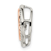 Sterling Silver Plat-plate Rose-tone Vibrant Swar Zirconia Heart Chain Slid ,