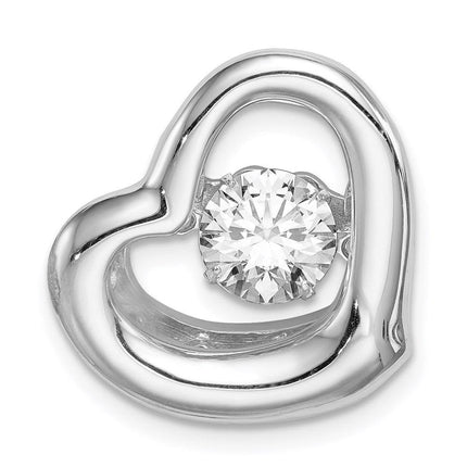 Sterling Silver Platinum-plate Swar Zirconia Vibrant CZ Heart Pendant ,