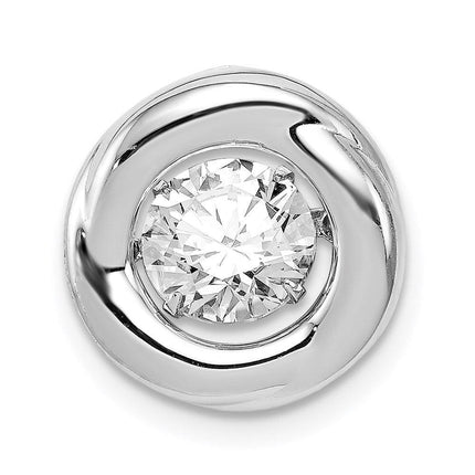 Sterling Silver Platinum-plated Polished Vibrant CZ Circle Pendant ,