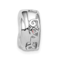 Sterling Silver Platinum-plated Polished Vibrant Pink CZ Circle Pendant ,