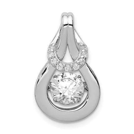 Sterling Silver Platinum-plated Vibrant CZ Knot Pendant ,