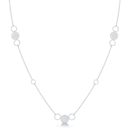 Sterling Silver Polished and Open Disc Necklace ,