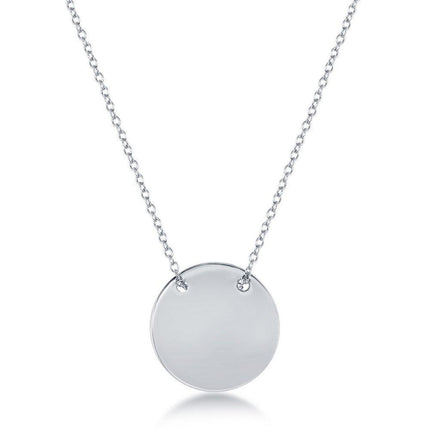 Sterling Silver Polished Engravable Disc Necklace ,