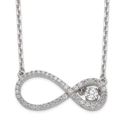Sterling Silver Polished Vibrant CZ Infinity Necklace ,