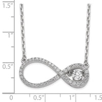 Sterling Silver Polished Vibrant CZ Infinity Necklace ,