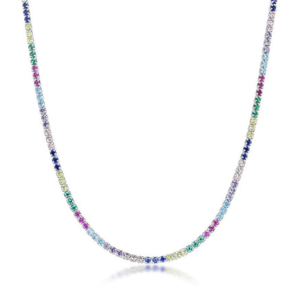 Sterling Silver Rainbow CZ Chain ,