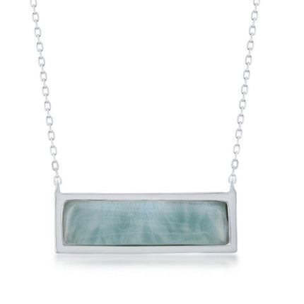 Sterling Silver Rectangle Larimar Necklace ,