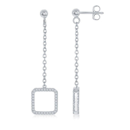 Sterling Silver Reversible Open Square Earrings ,