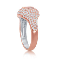 Sterling Silver RG Micro Pave Center Baguette Ring, Size 8 ,