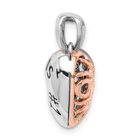 Sterling Silver Rhod-plated & Rose-tone Mom is #1 Vibrant Red CZ Pendant ,